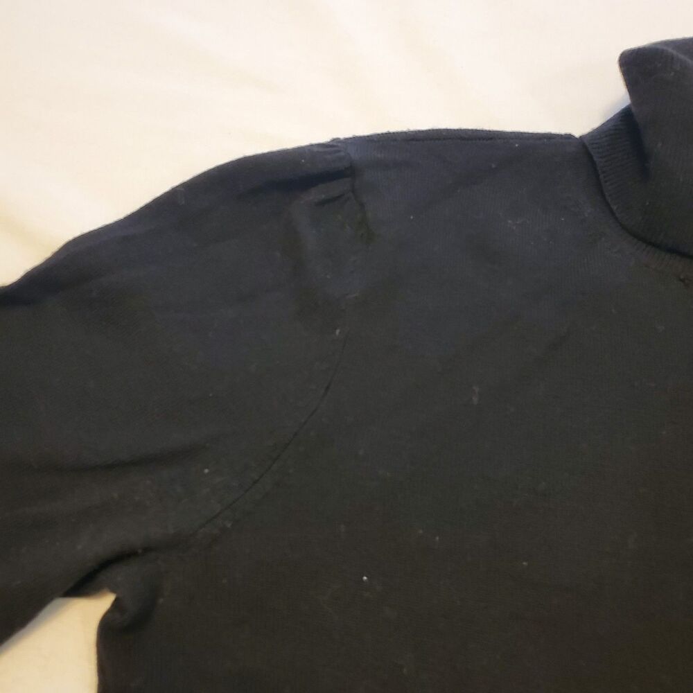 Ann Taylor Merino Wool Sz S Black Turtle Neck Sweater Victorian Sleeve - Picture 4 of 7